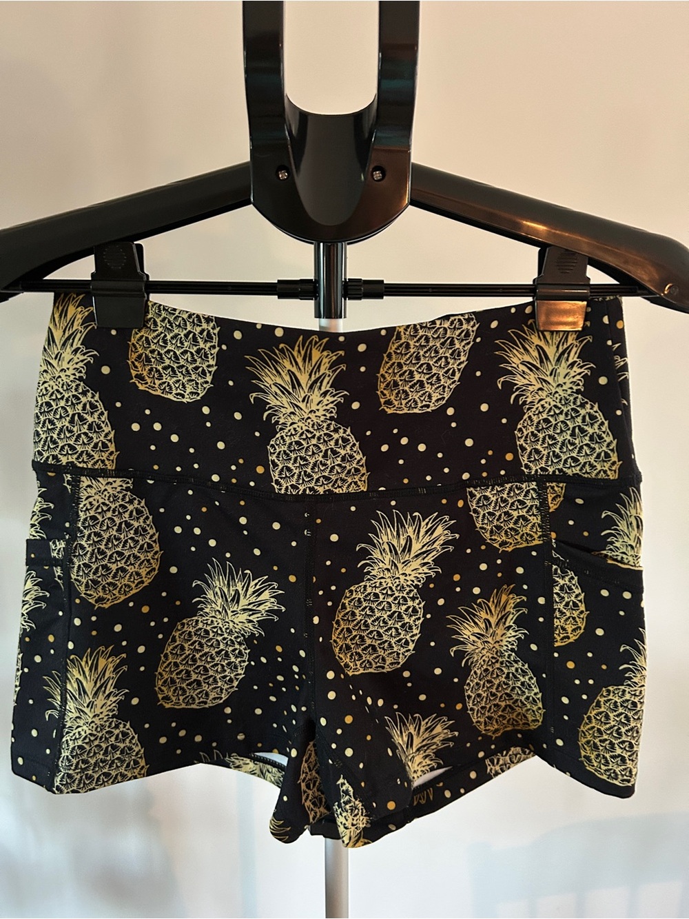 Constantly Varied Gear Black Shorts with Gold Pineapple Print